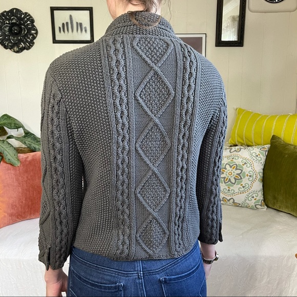 Lisli cable knit Gray button up cardigan size 4 - Picture 3 of 9